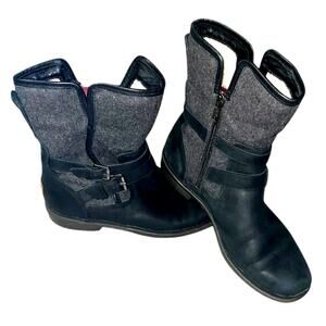 UGG Simmens Womens 10 Waterproof Boots Black Leather Suede Zip Buckle Wool Lined